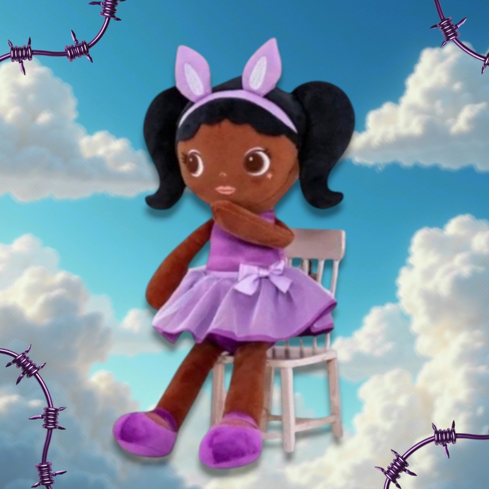 African American Plush Baby In Purple